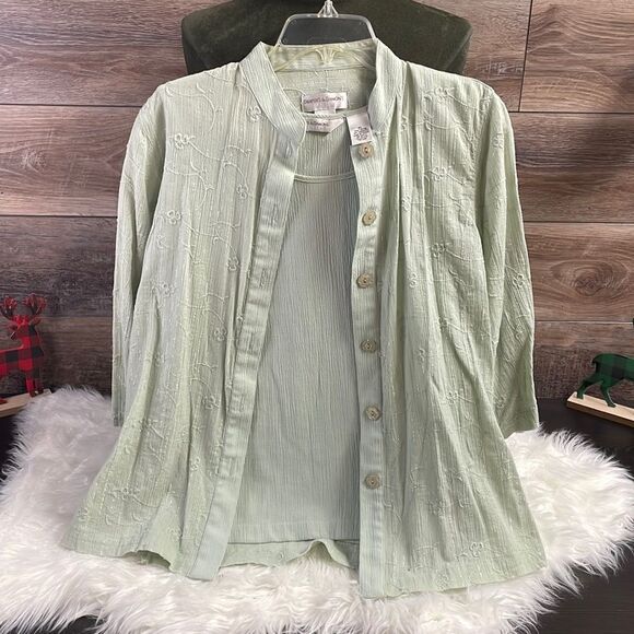 Drapers & Damon’s Ladies 2 pc top, Size Petite Large, Green - Picture 2 of 6